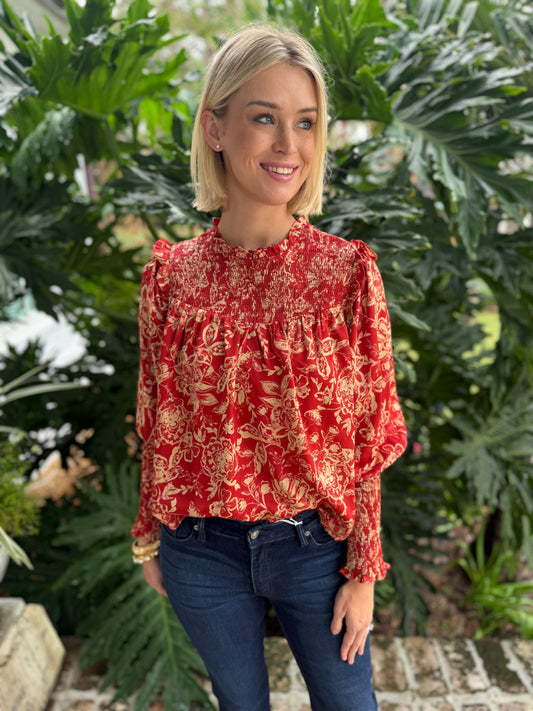 Rest Assured Burgundy Floral Blouse