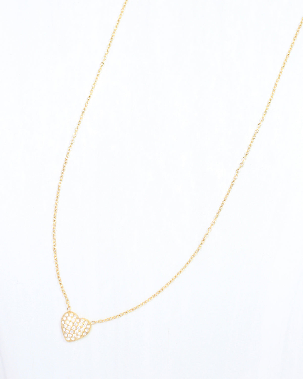 Marlena Puffy Heart Pave Necklace WP Gold