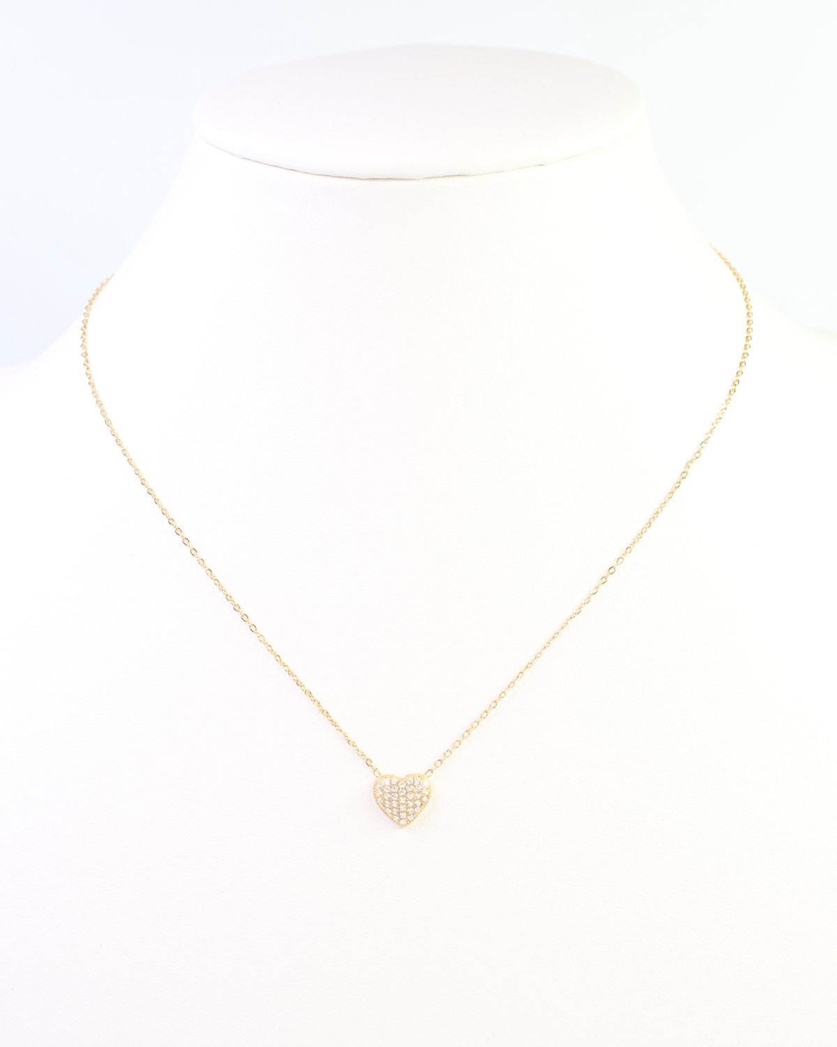 Marlena Puffy Heart Pave Necklace WP Gold