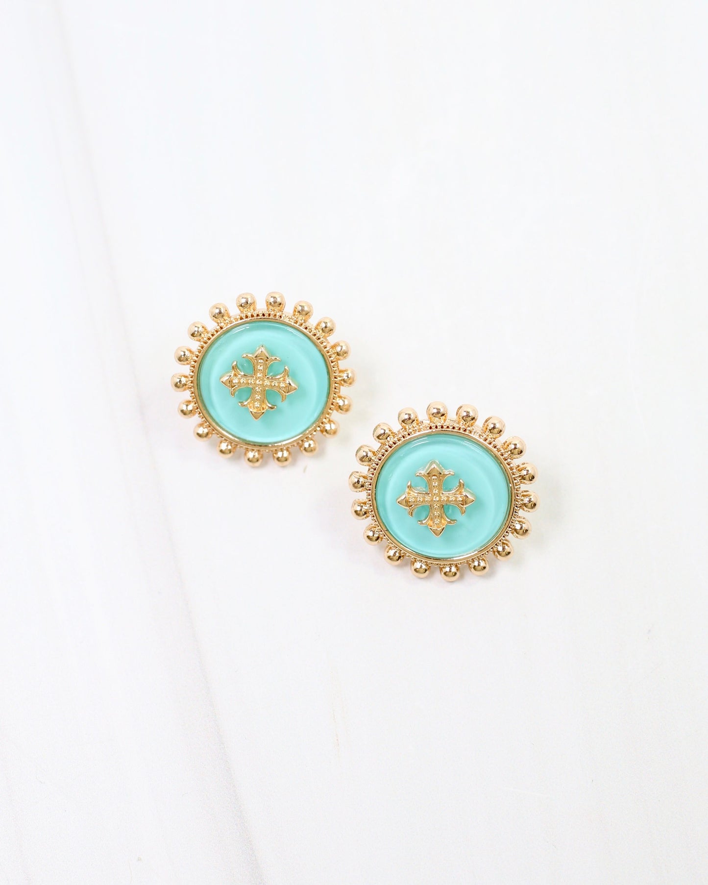 Kempsey Coin Stud Earring Turquoise