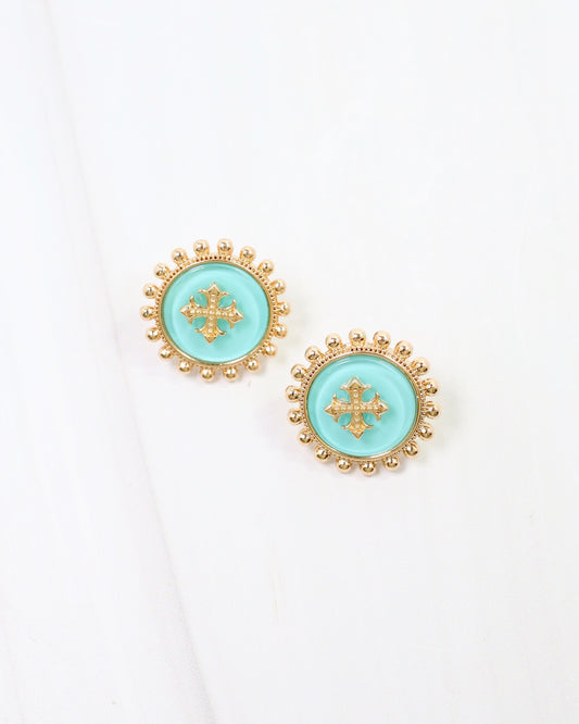 Kempsey Coin Stud Earring Turquoise