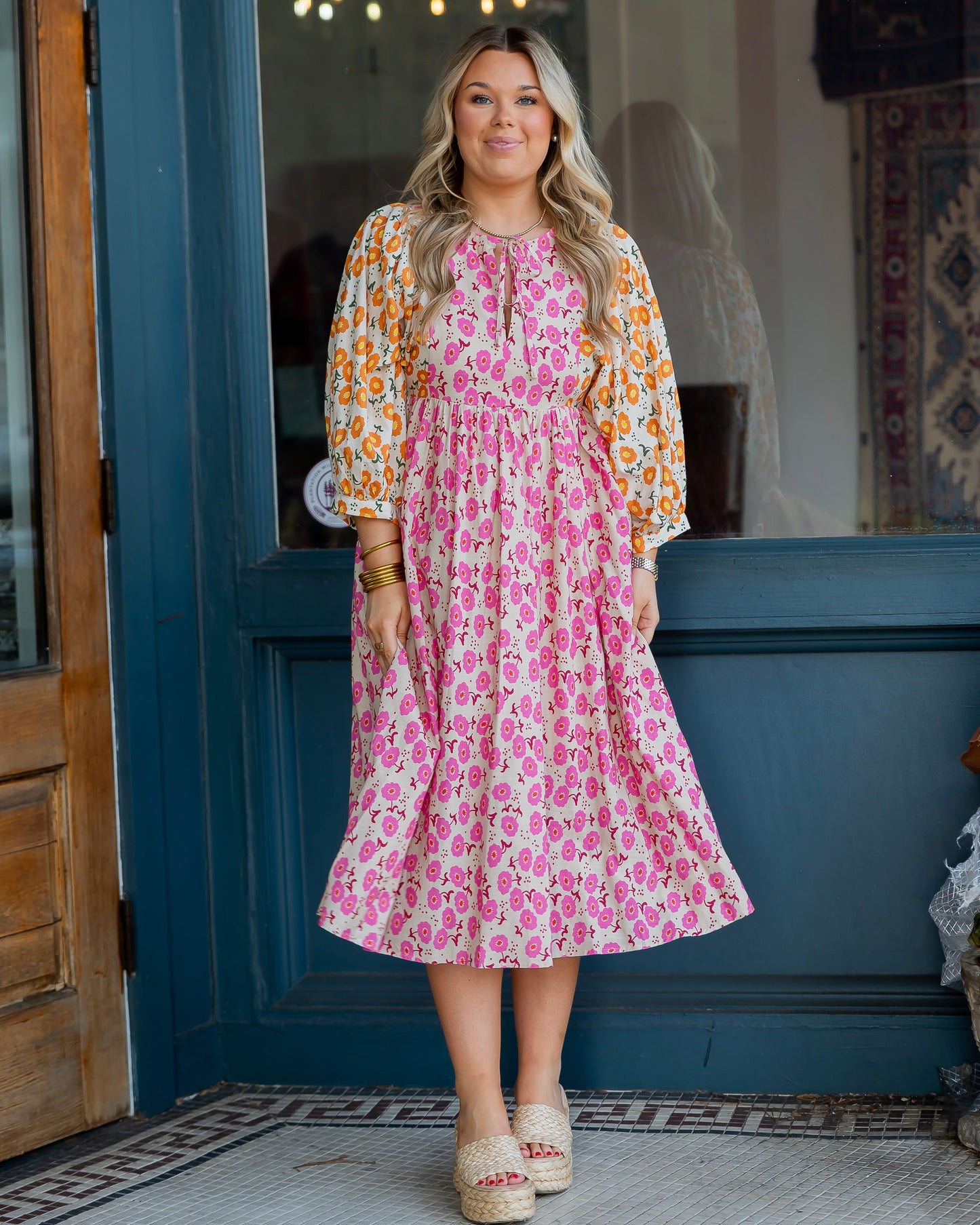 Bailey Blossom Linen Midi Dress