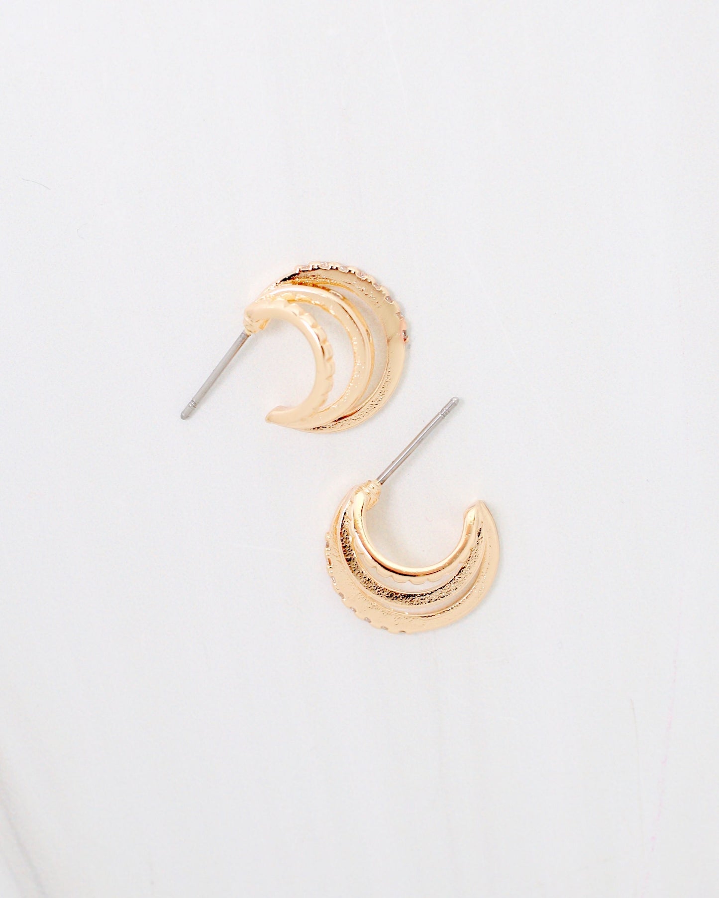 Laconia Three Line CZ Hoop WR Gold