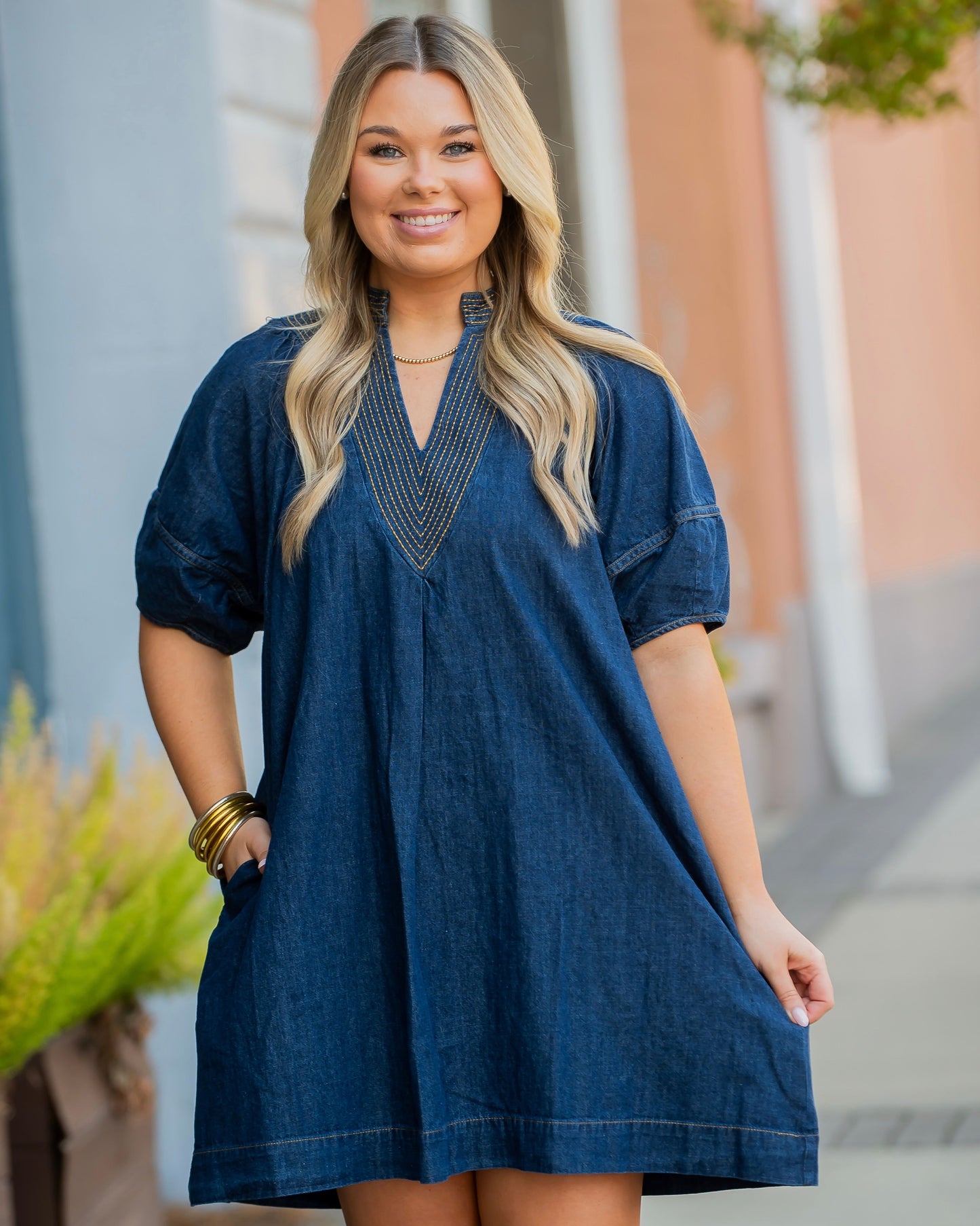 Willow Short Sleeve Denim Dress