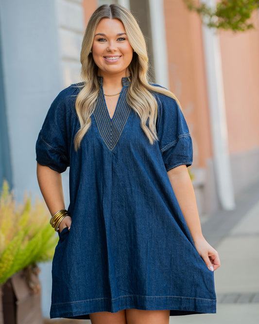 Willow Short Sleeve Denim Dress