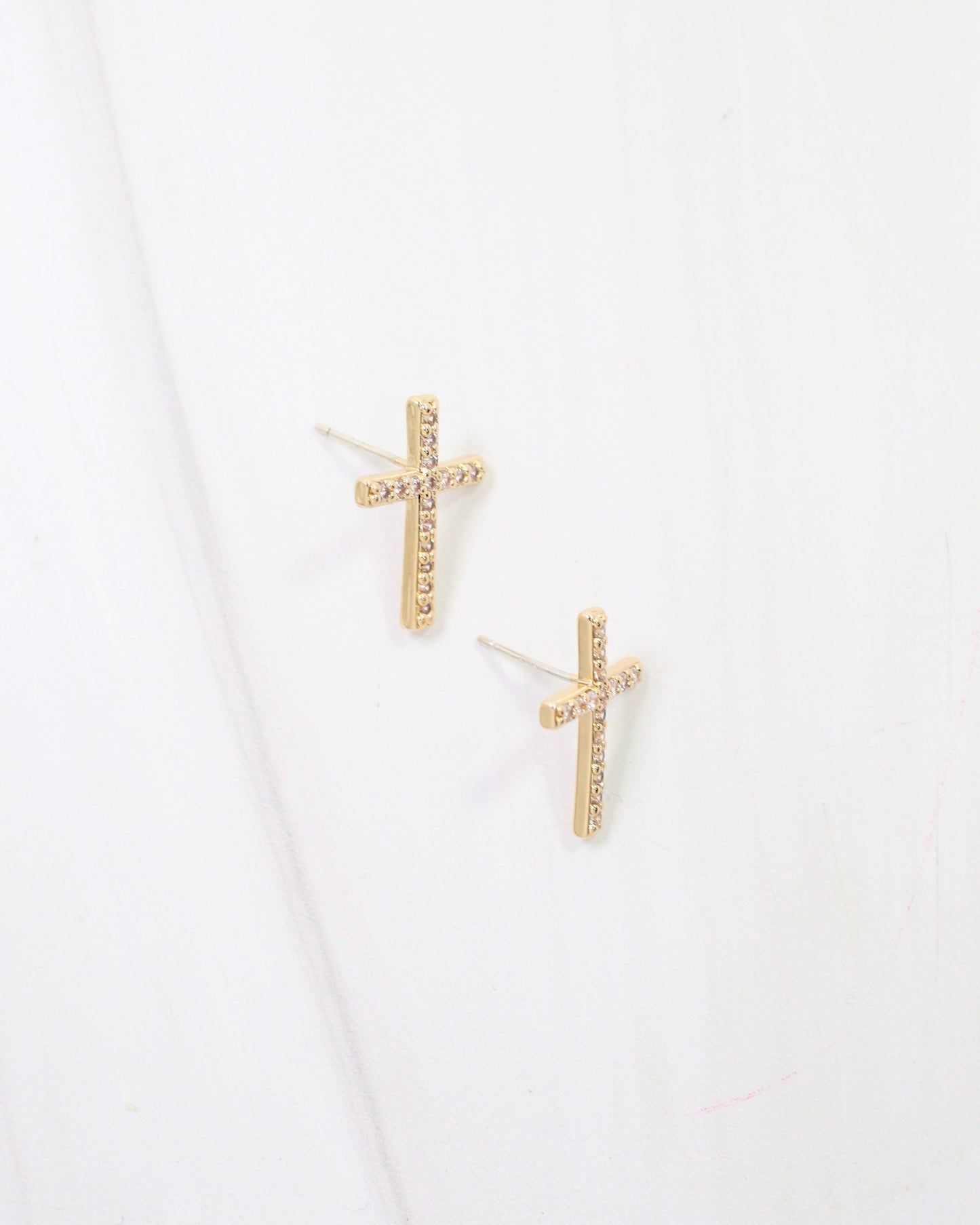 Ferguson Rhinestone Cross Post Earring Gold