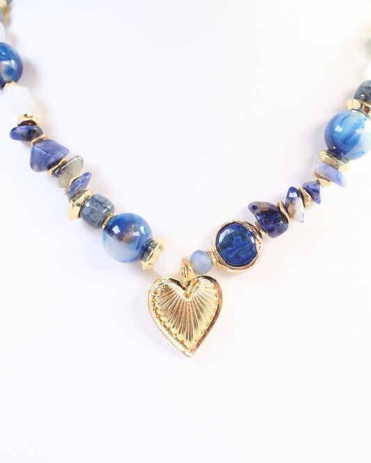 Sarasota Stone Charm Necklace Blue