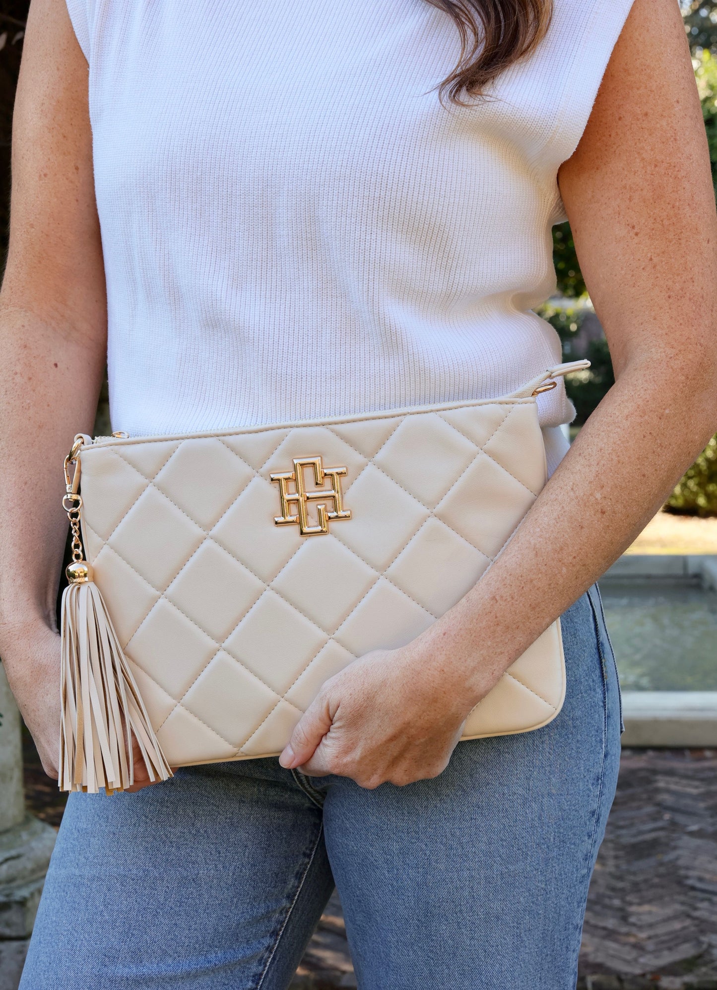 Madelyn Clutch/Crossbody CREAM QUILTED LD