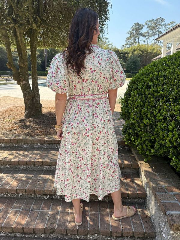 Lydia Ivory Floral Midi Dress