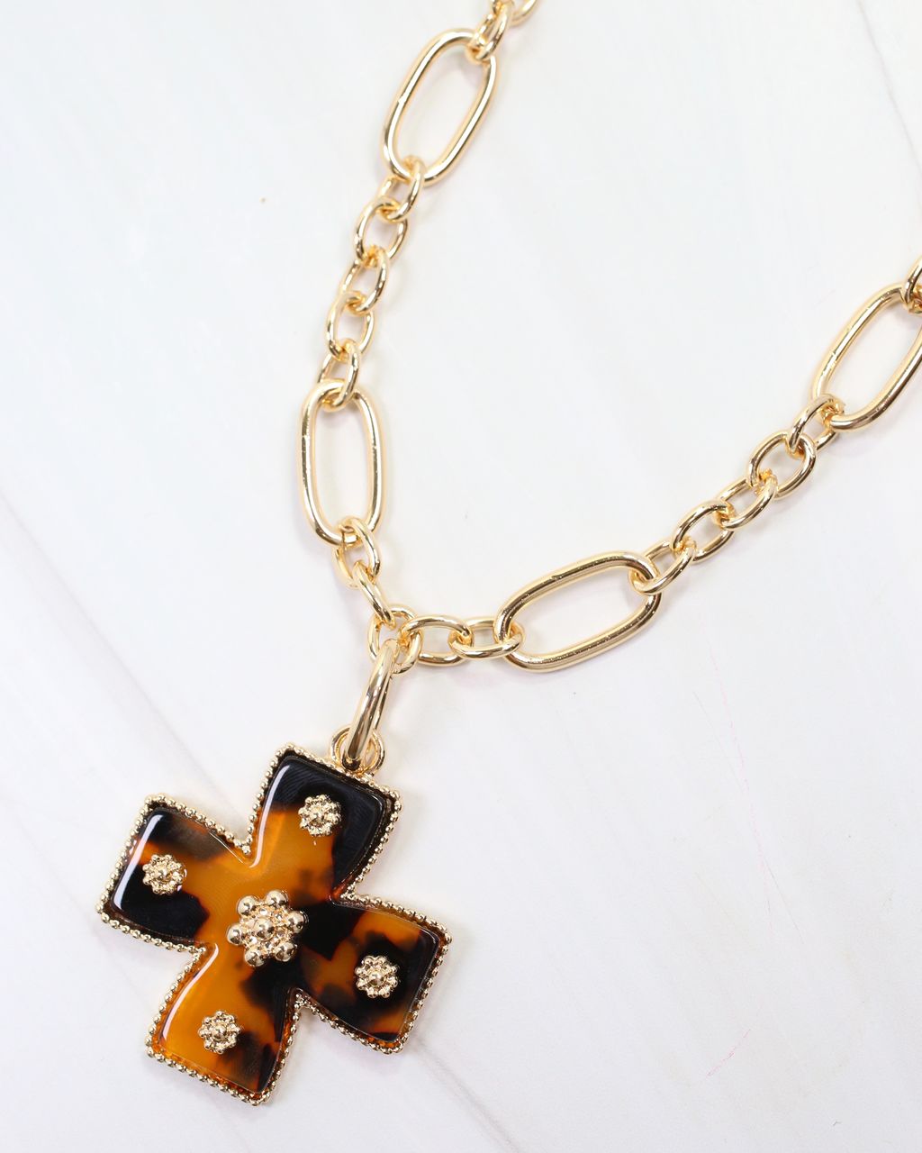 Carol Small Cross Charm Tortoise