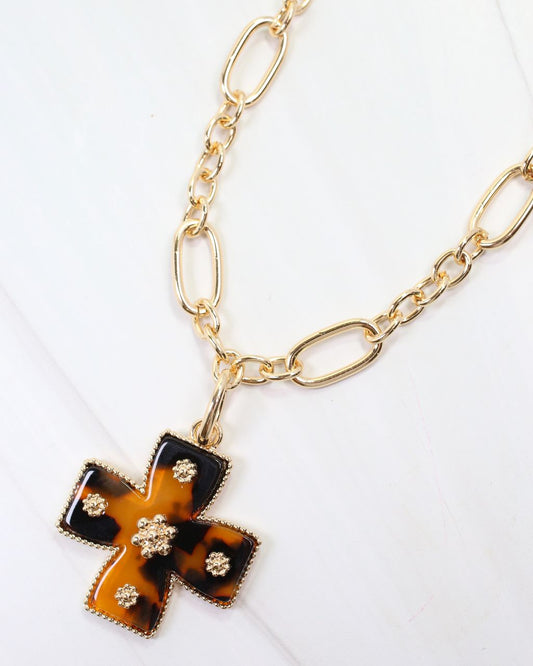 Carol Small Cross Charm Tortoise