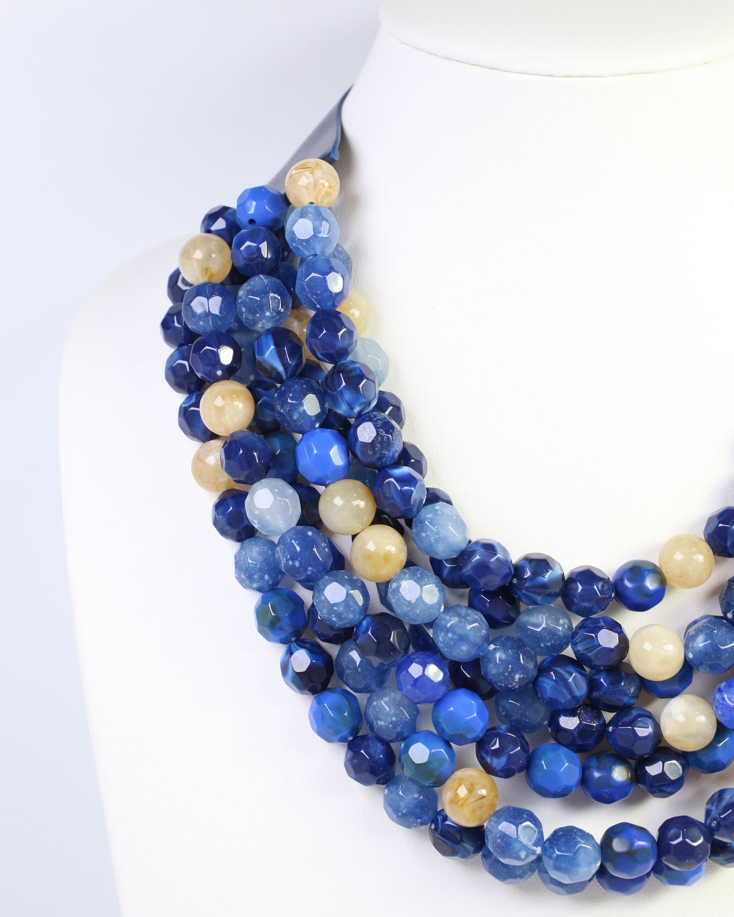 Kayden Beaded Layered Necklace Blue Multi