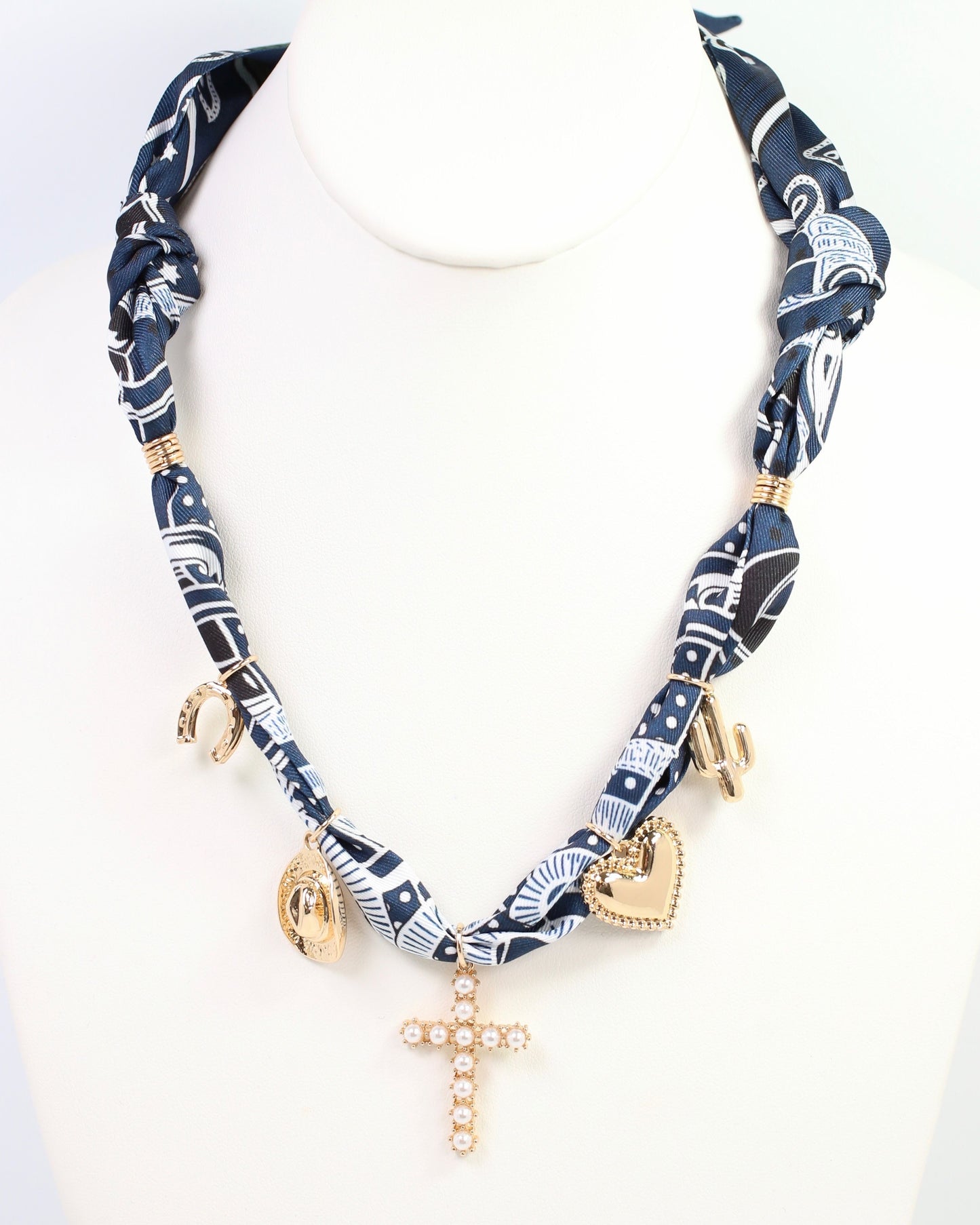 El Monte Western Charm Scarf Necklace Navy