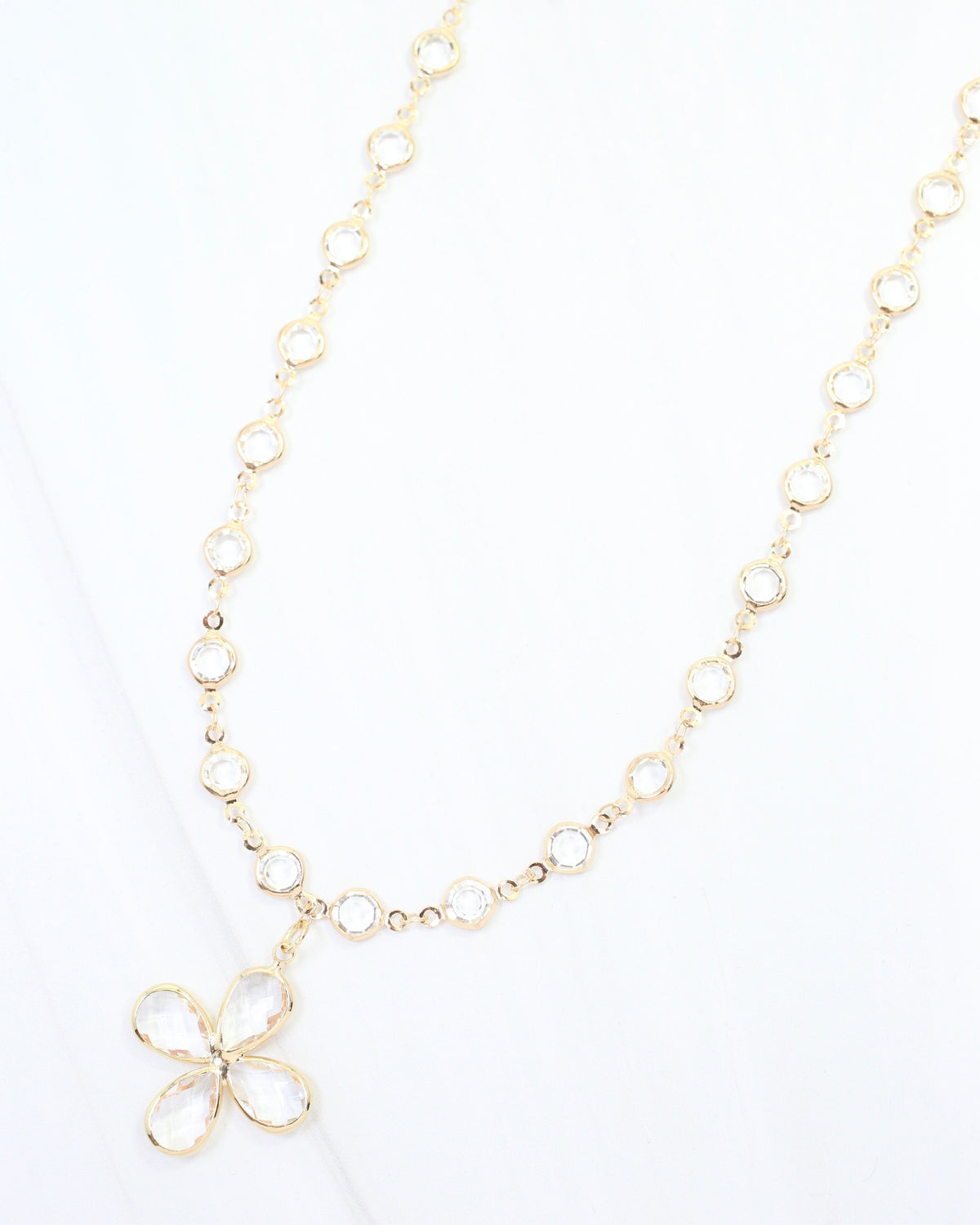 Luca Disc and Flower Necklace Gold