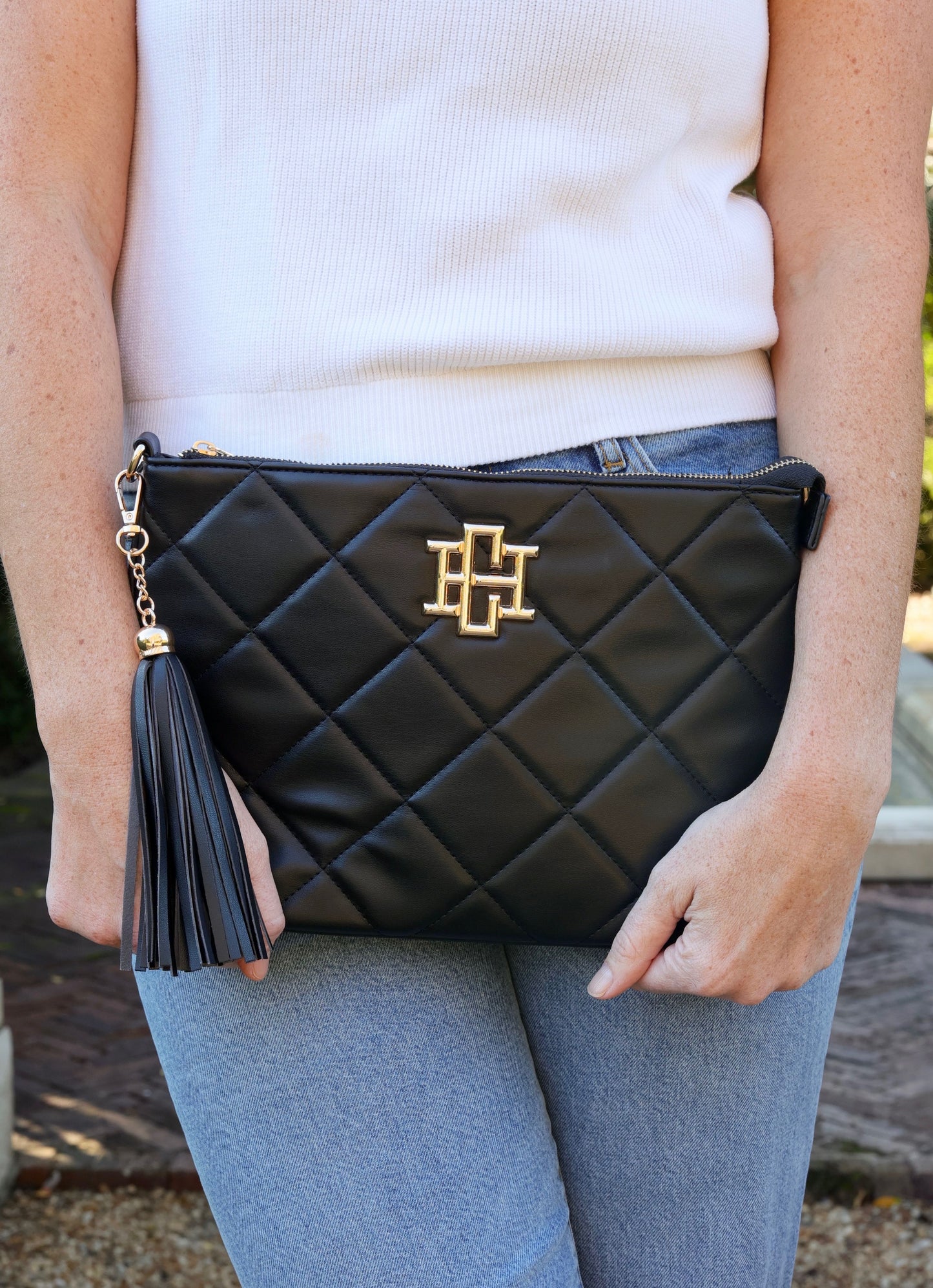 Madelyn Clutch/Crossbody BLACK QUILTED LD