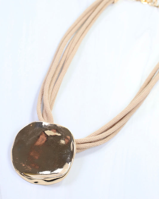 Calia Gold Pendant Cord Necklace Natural