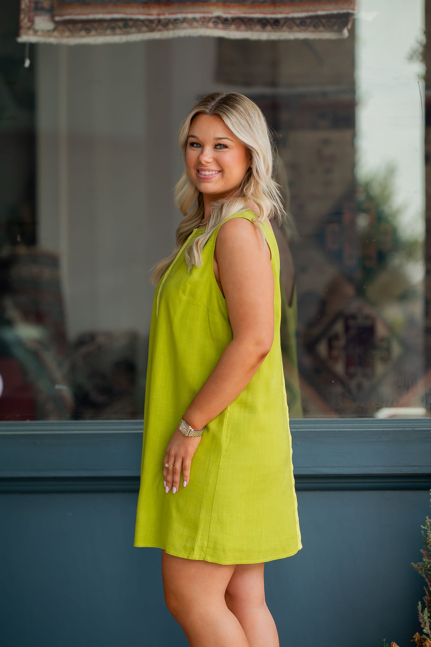 Josephine Linen Scoop Back Short Dress