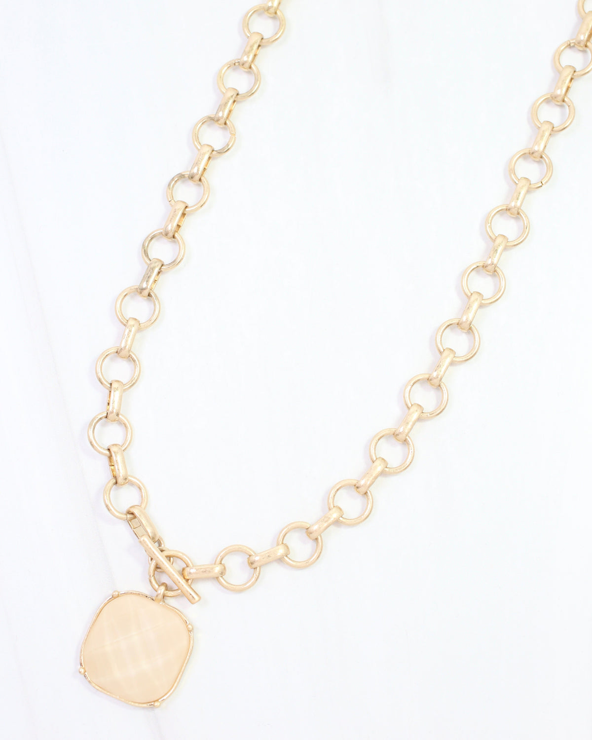 Remington Faceted Square Toggle Necklace Ivory