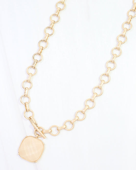 Remington Faceted Square Toggle Necklace Ivory