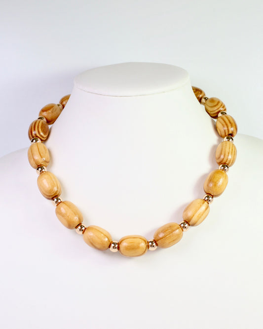 Sassari Wooden Bead Necklace Natural