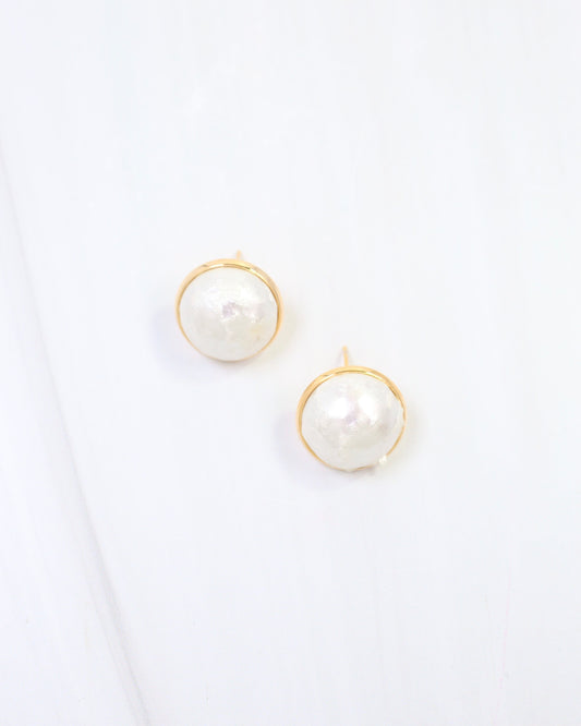 Princeton Textured Pearl Stud Earring WR Gold