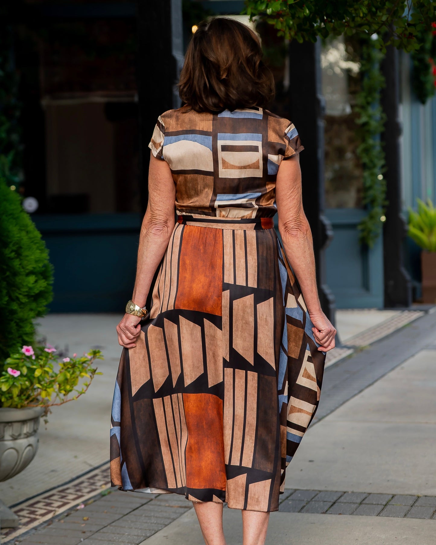 Espresso Geo Print Sleeveless Dress