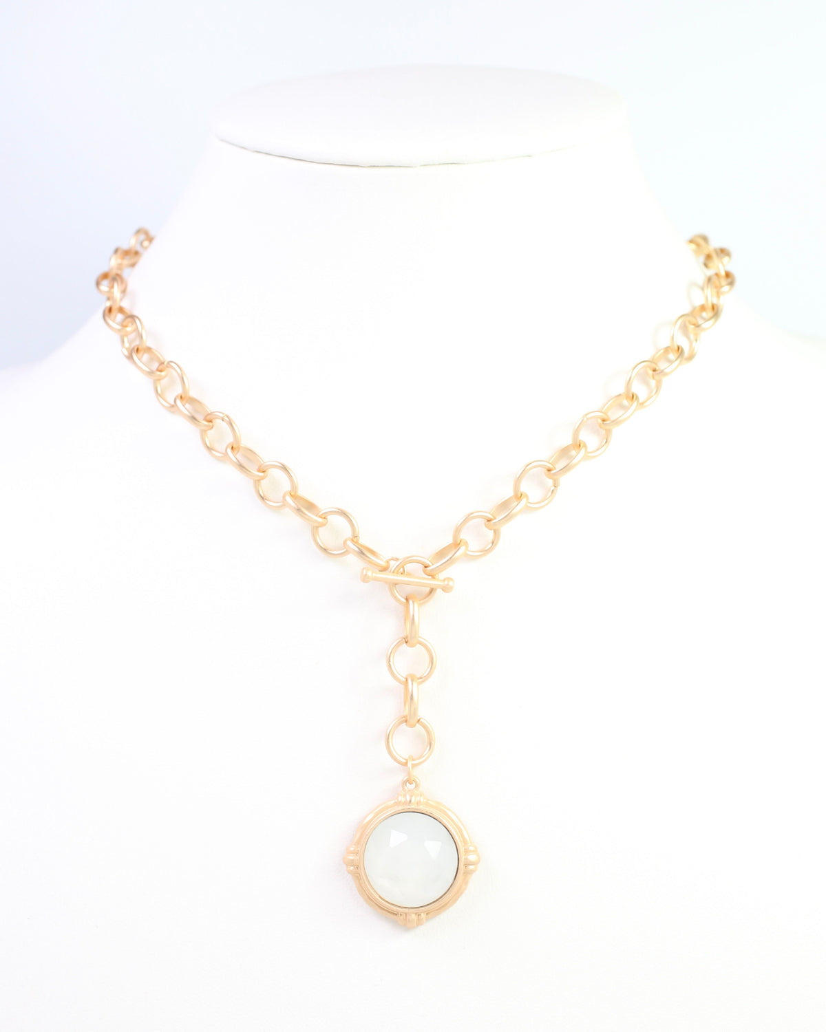 Simms Stone Toggle Necklace White Opal