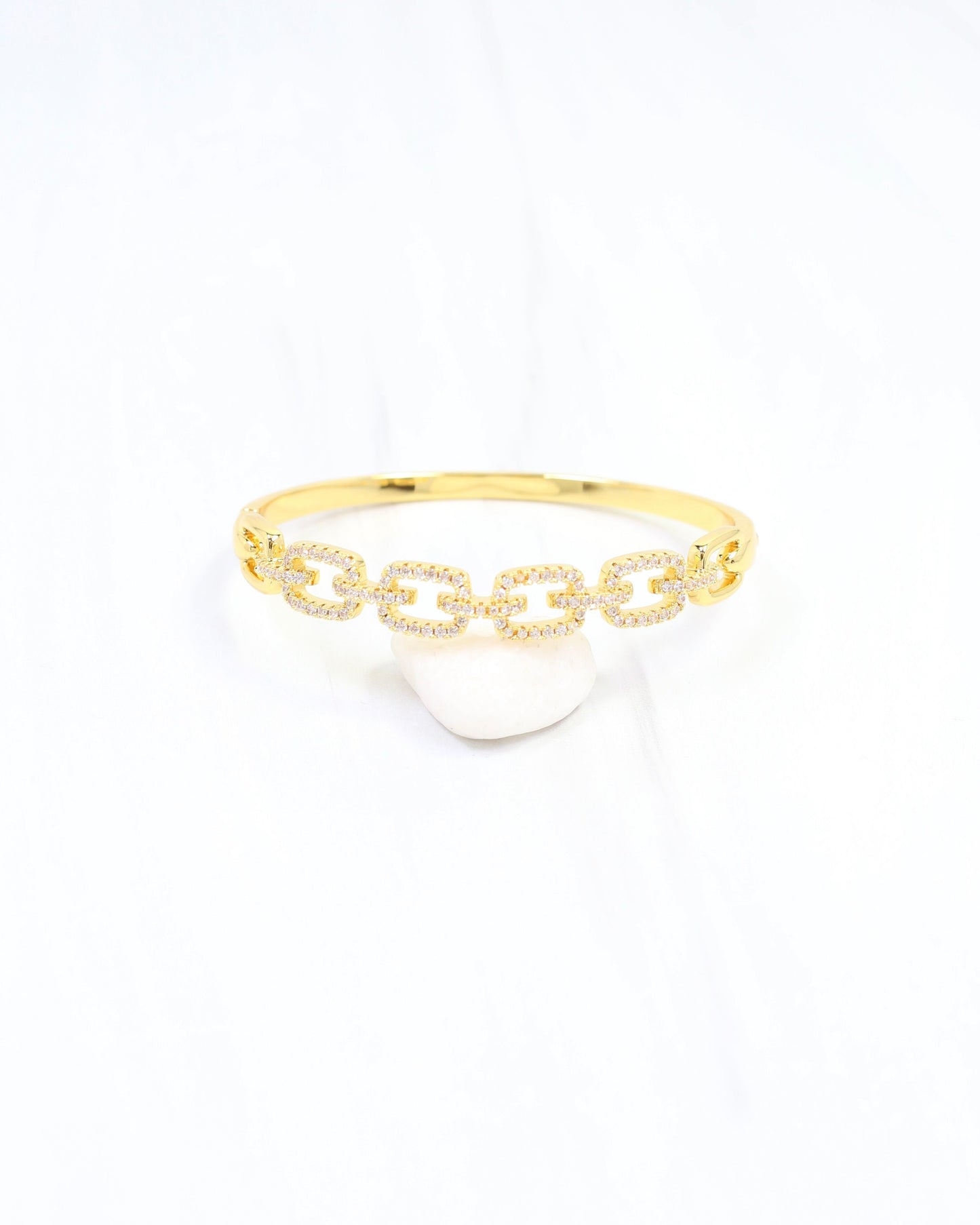 Natasha CZ Square Bangle Bracelet WR Gold
