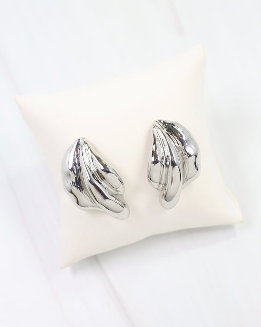 Halifax Textured Wave Drop Earring WR Silver