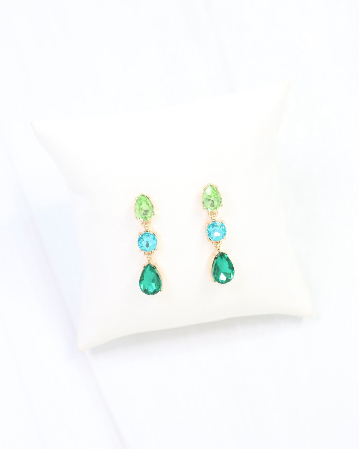 Darcy Crystal Drop Earring Green Multi