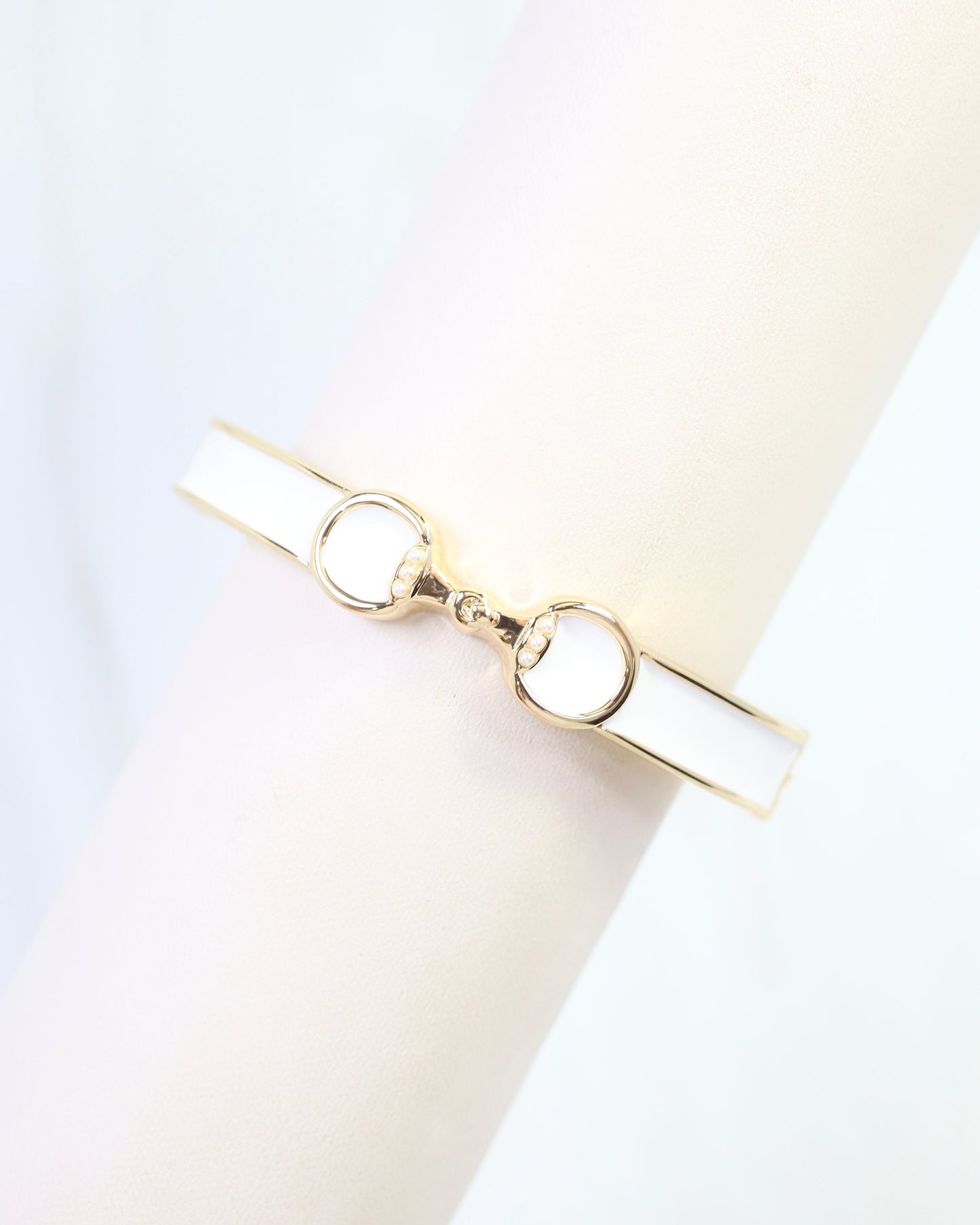 Kaylen Horsebit Hinged Bracelet White