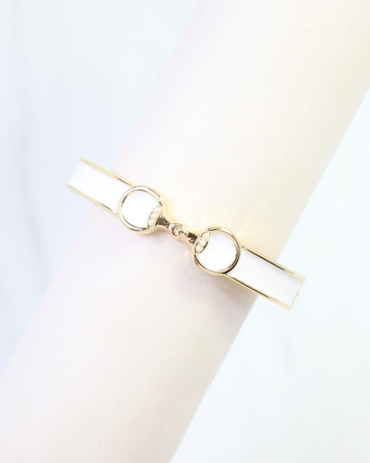 Kaylen Horsebit Hinged Bracelet White