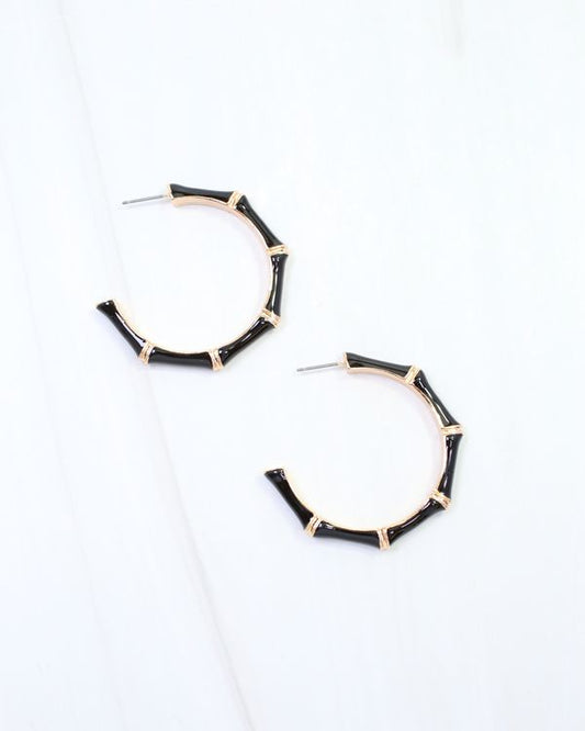 Marla Bamboo Hoop Earring Black