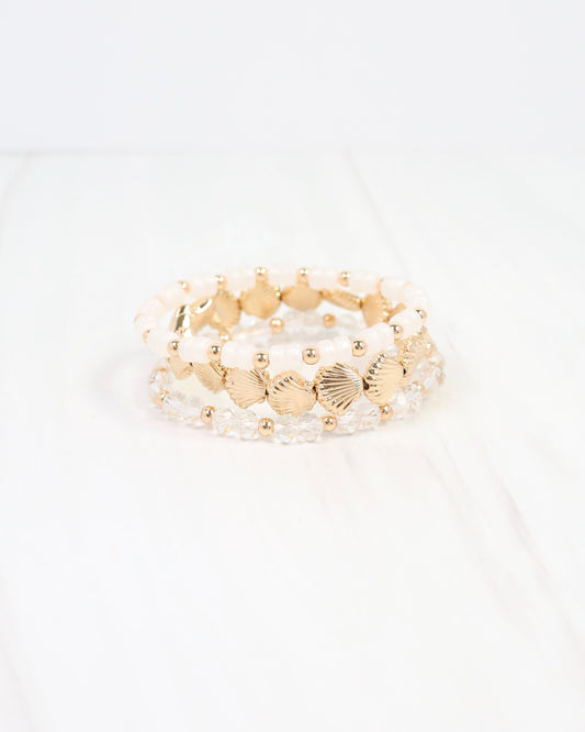 Dayton Shell Stretch Bracelet Set Gold