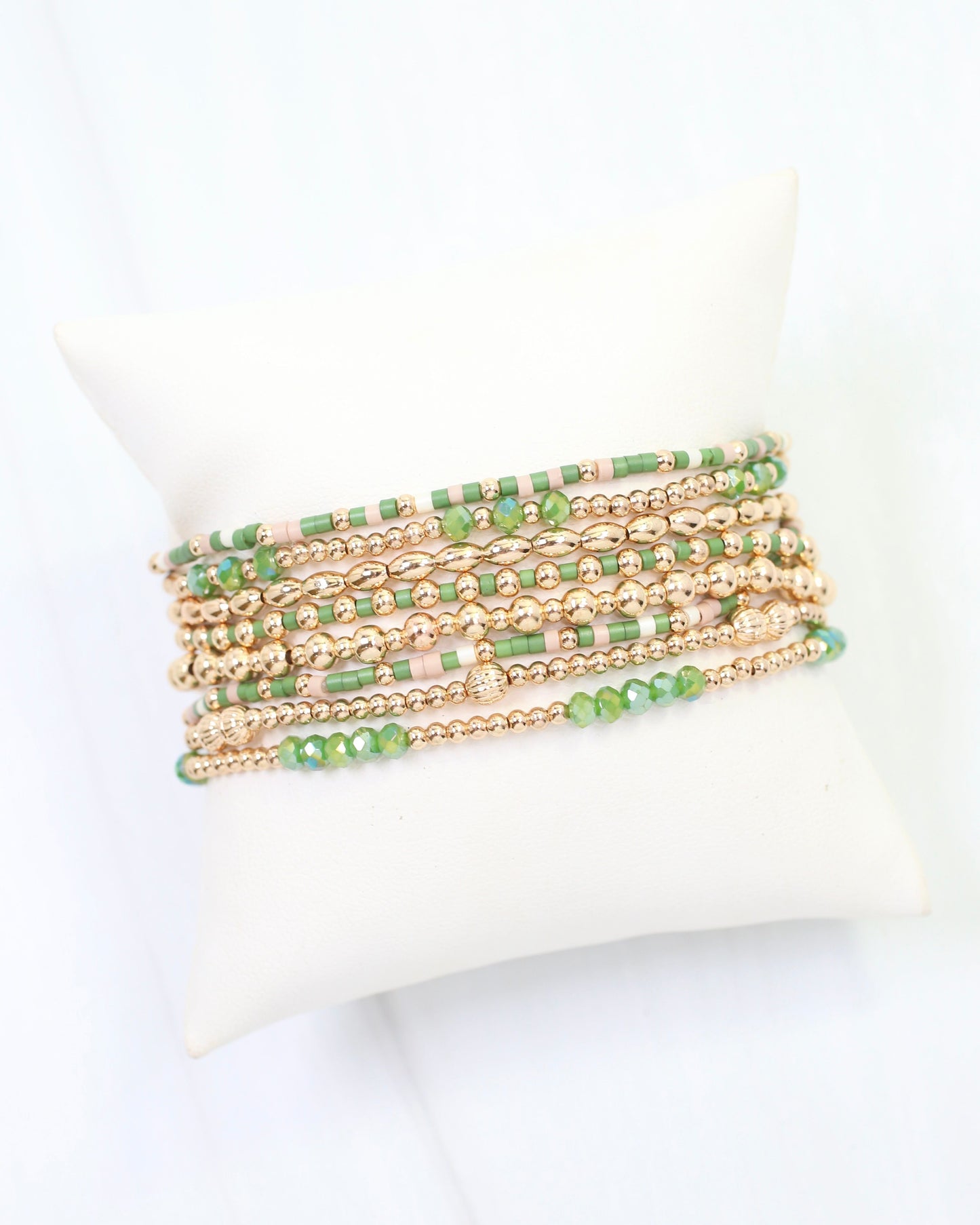 Gabriela Gold Beaded Bracelet Set Geen