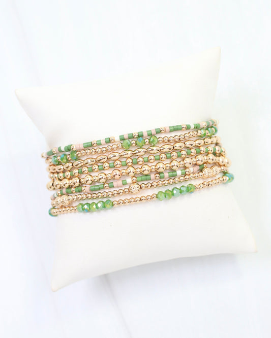 Gabriela Gold Beaded Bracelet Set Geen