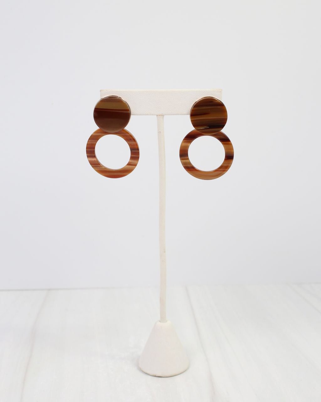 Bentlee Circle Drop Earring Brown