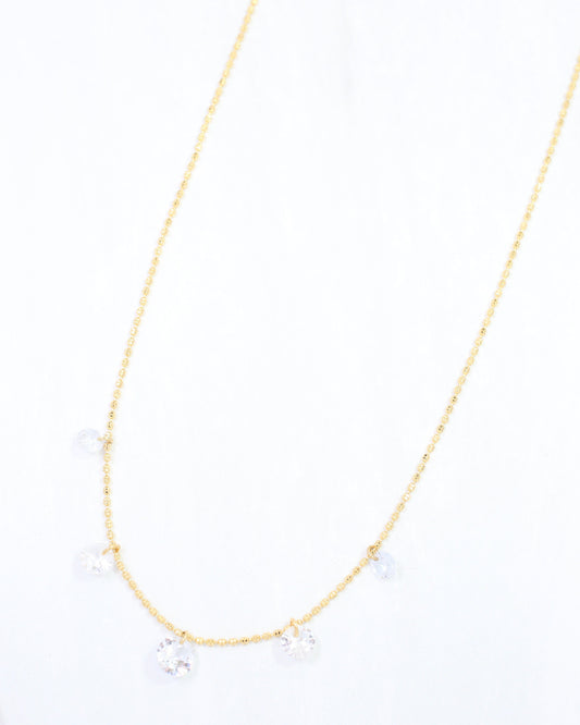 Nyx Round CZ Charm Necklace WR Gold