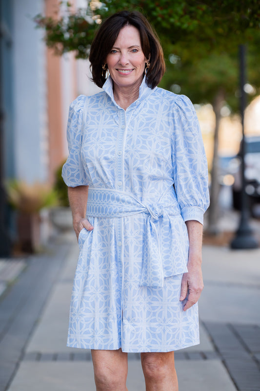 Blair Geometric Print Collard Dress