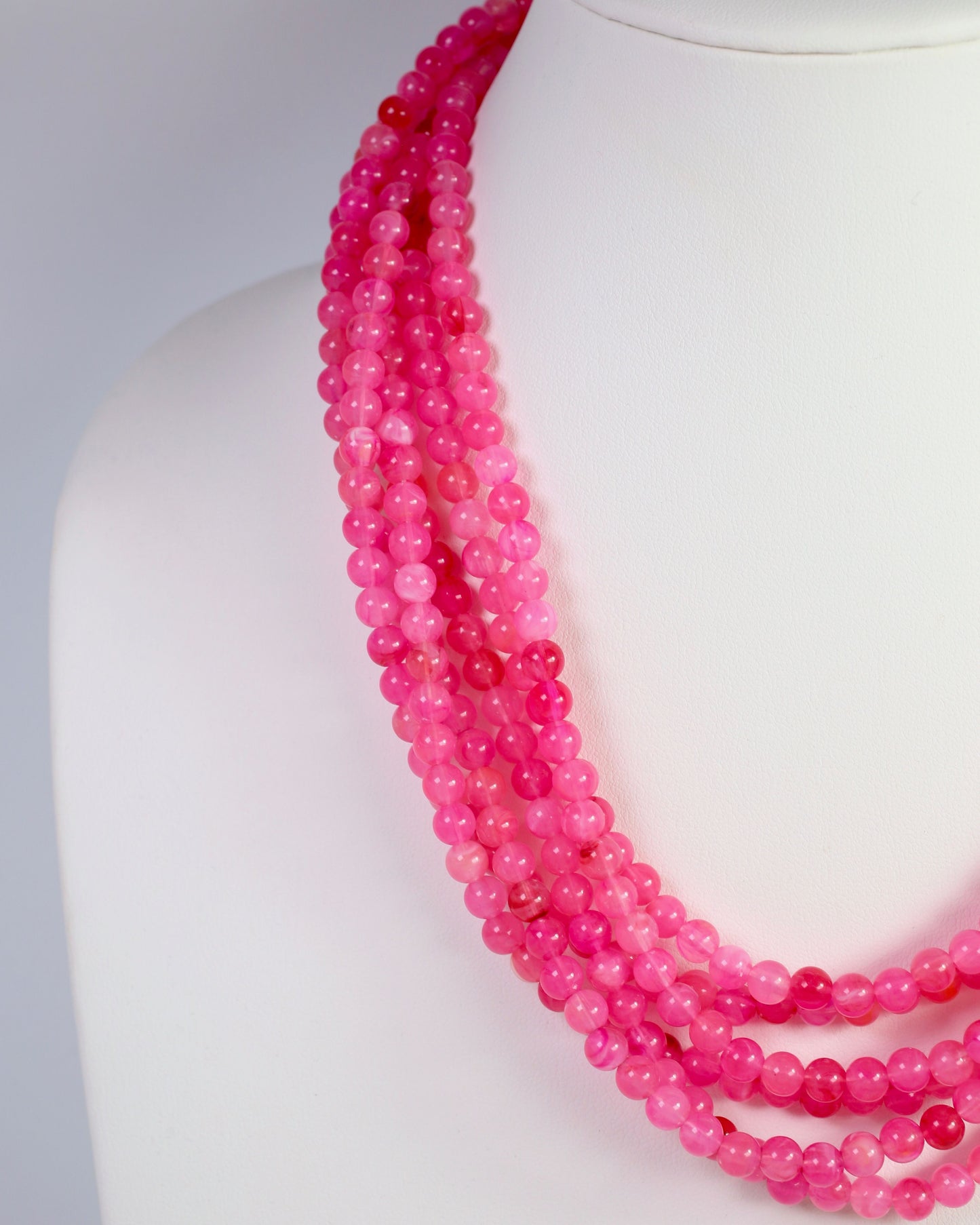 Brookline Layered Beaded Necklace Fuchsia