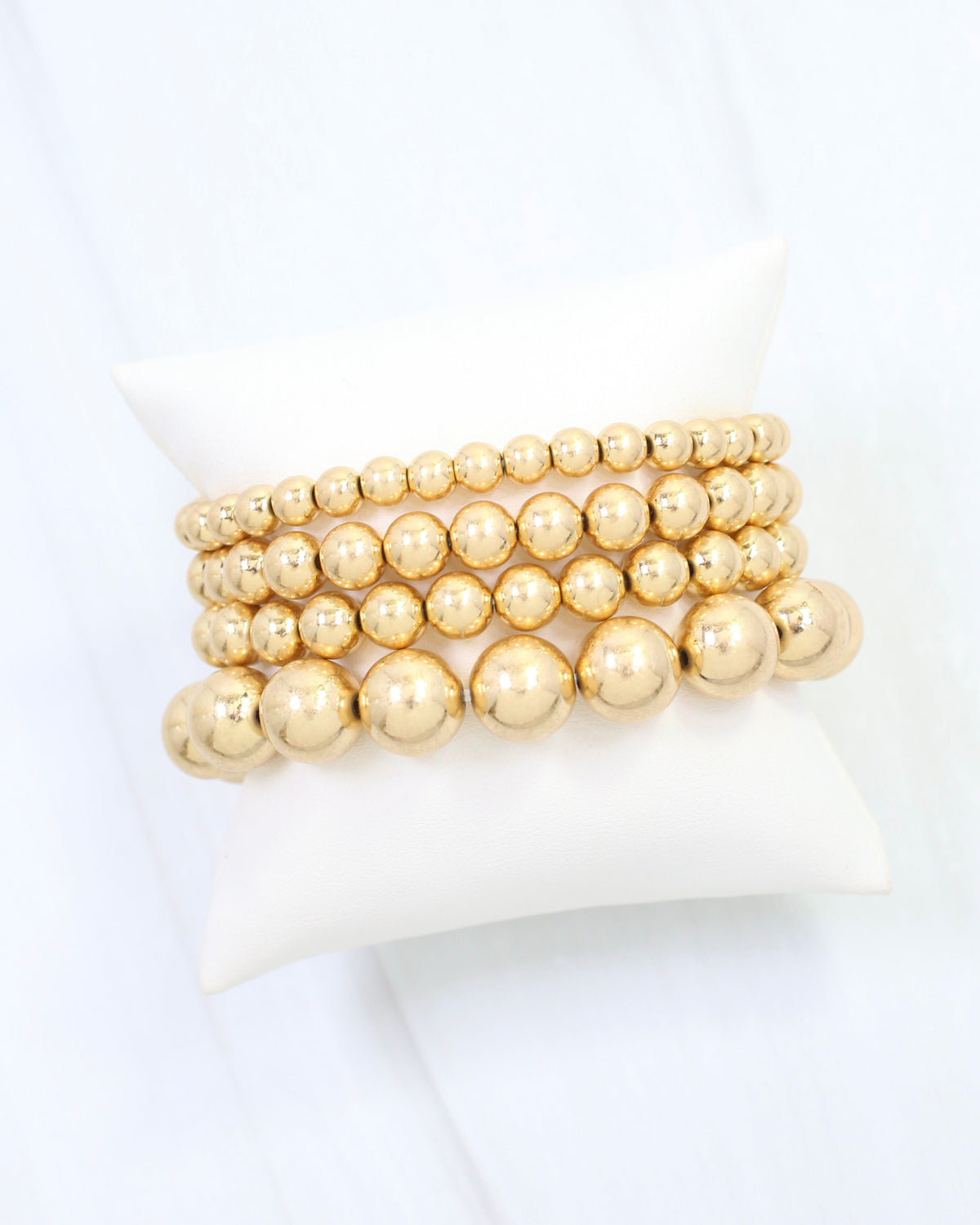 Brookie Beaded Stretch Bracelet Set Worn Gold