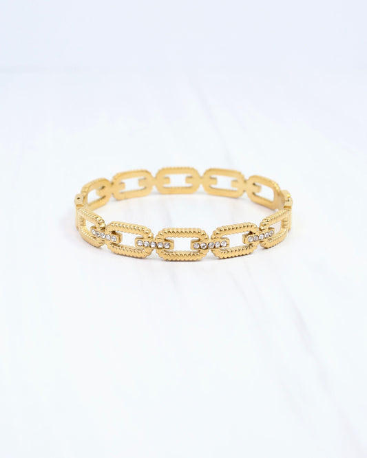 Tessa Textured Link Bangle WP Gold