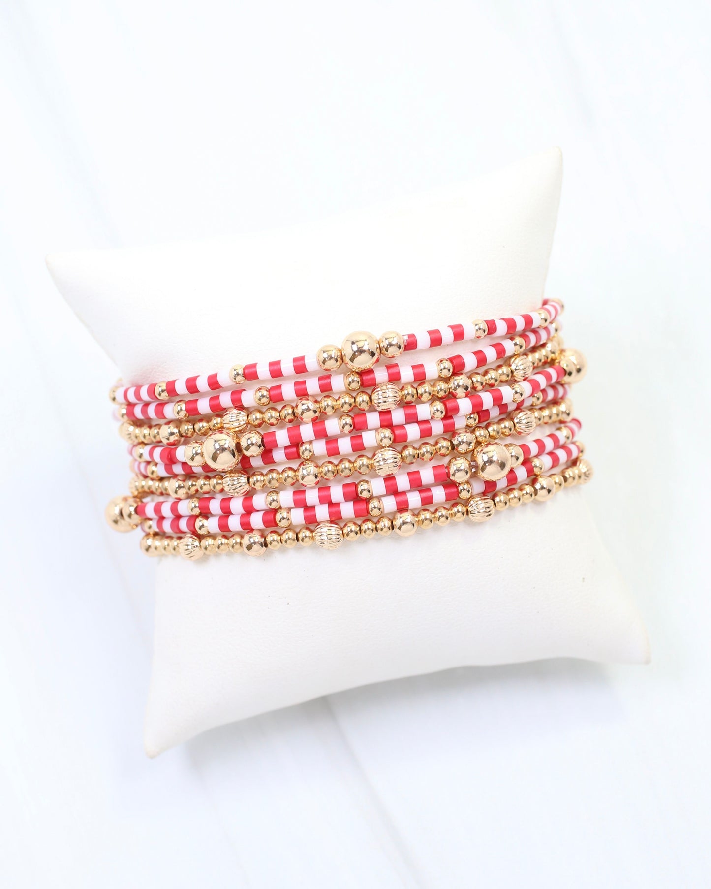 Renee Beaded Bracelet Set Red White