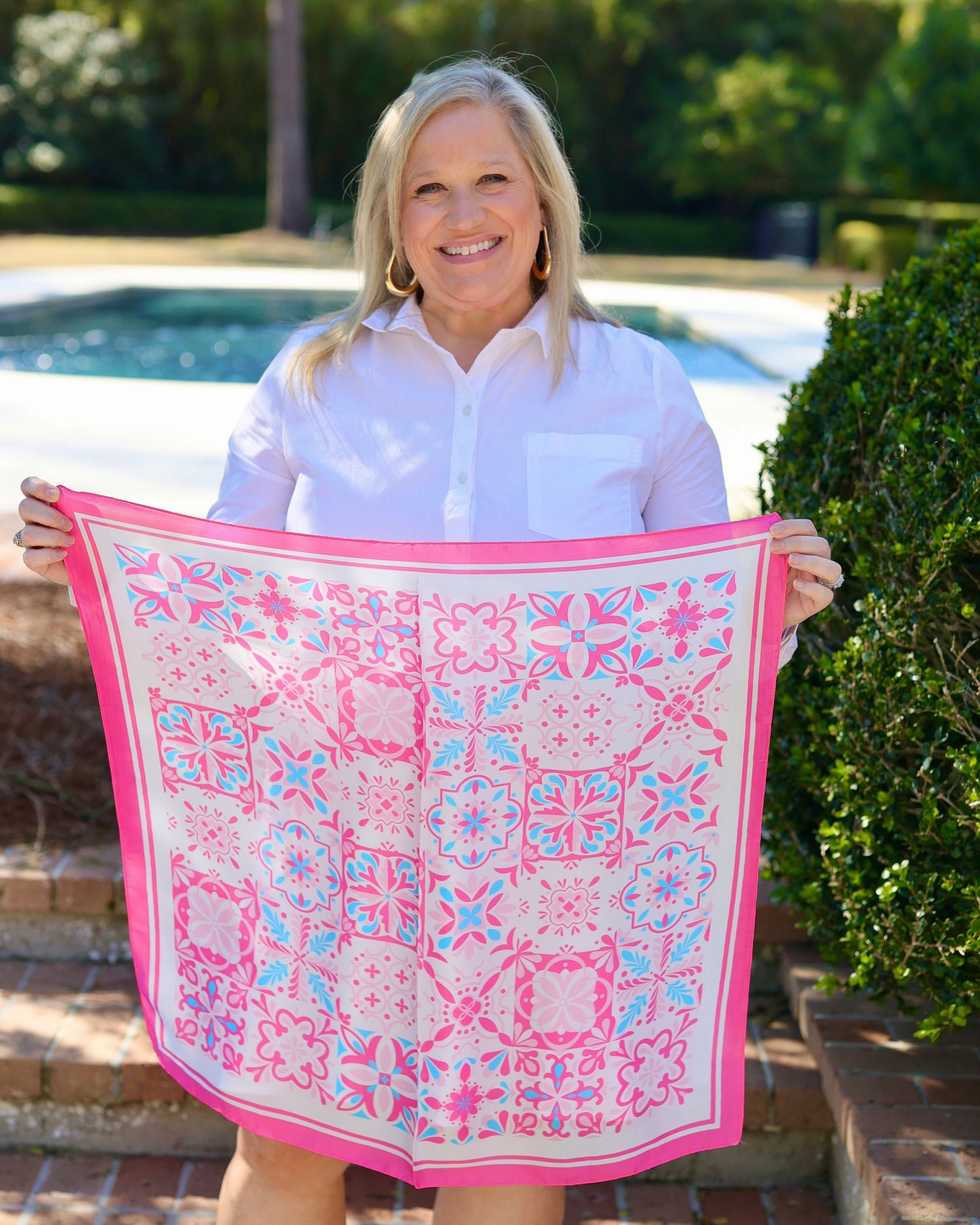 Sorrento Mosaic Print Scarf Pink