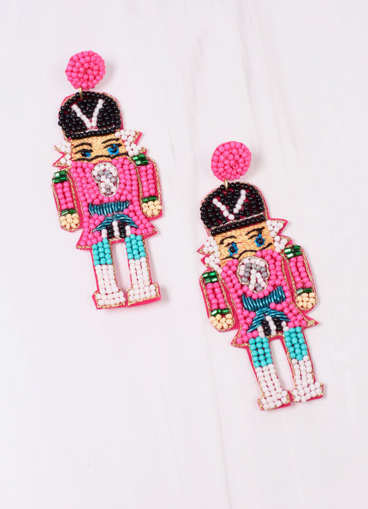 Sargeant Nutcracker Earring HOT PINK