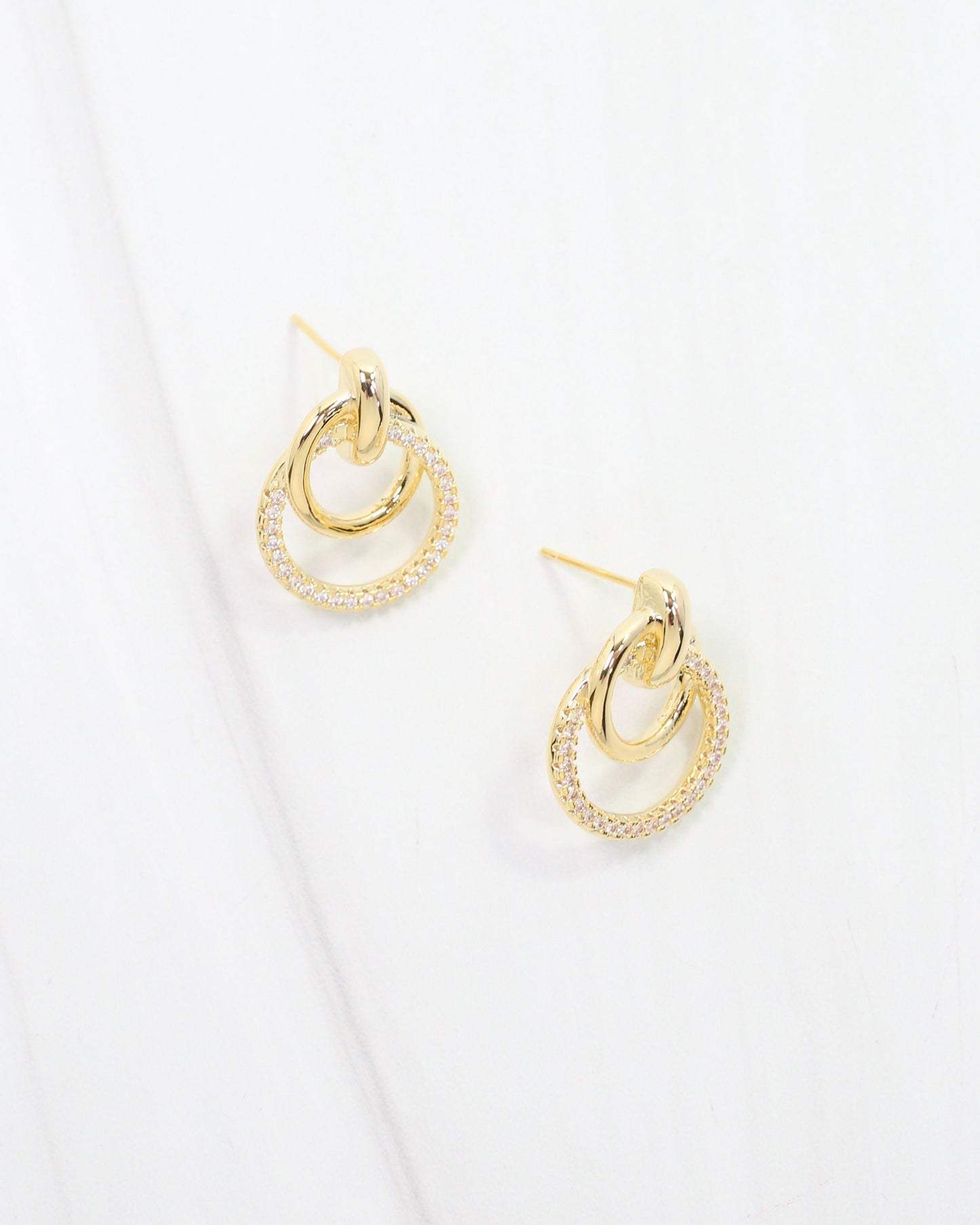 Tipton CZ Double Circle Earring Gold
