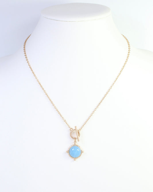Florissant Round Pendant Necklace Baby Blue