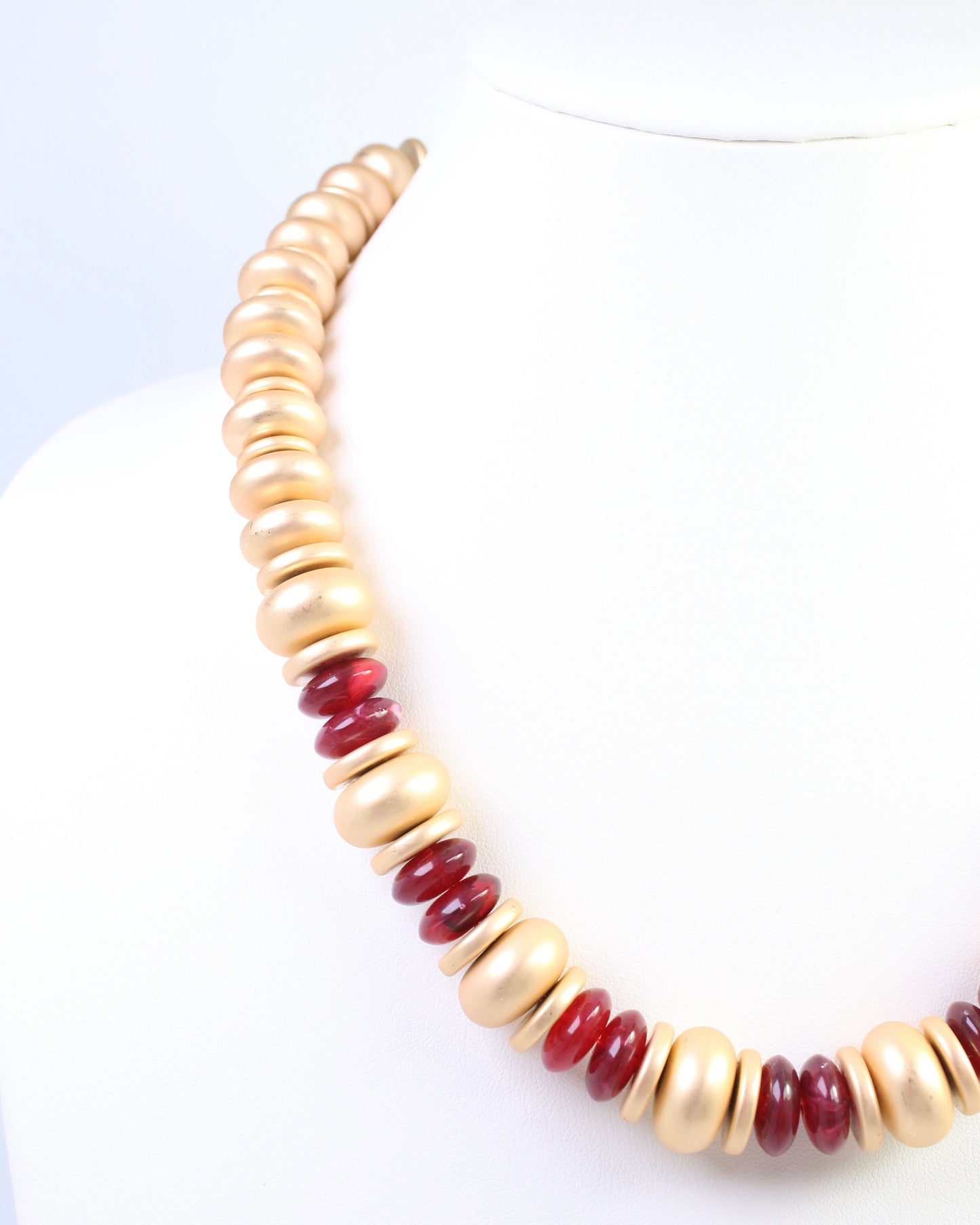 Adriana Disc and Bead Necklace Burgundy