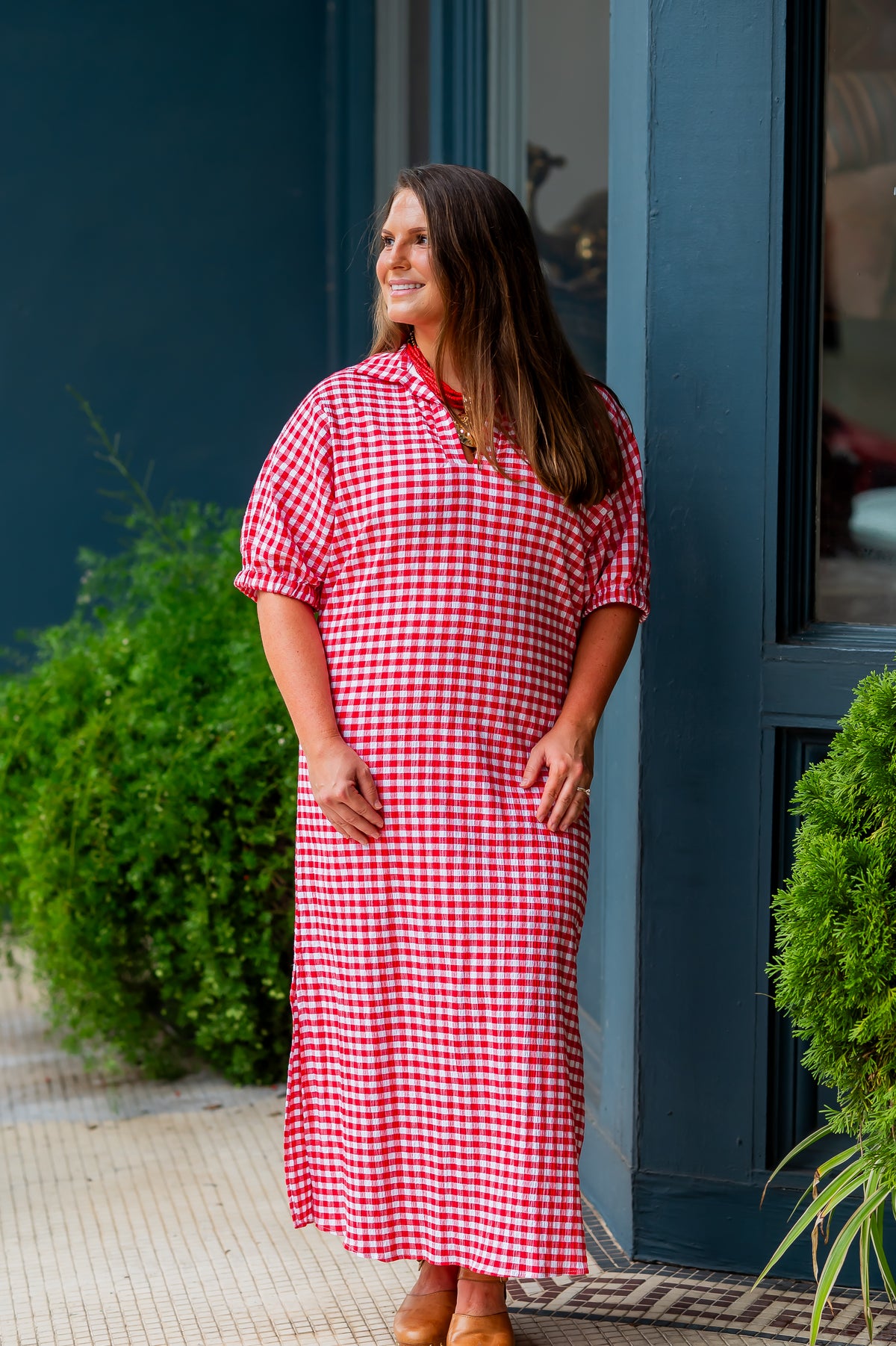 Annie Red Gingham Dress