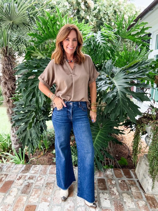 Charlton V-Neck Tunic- Mocha